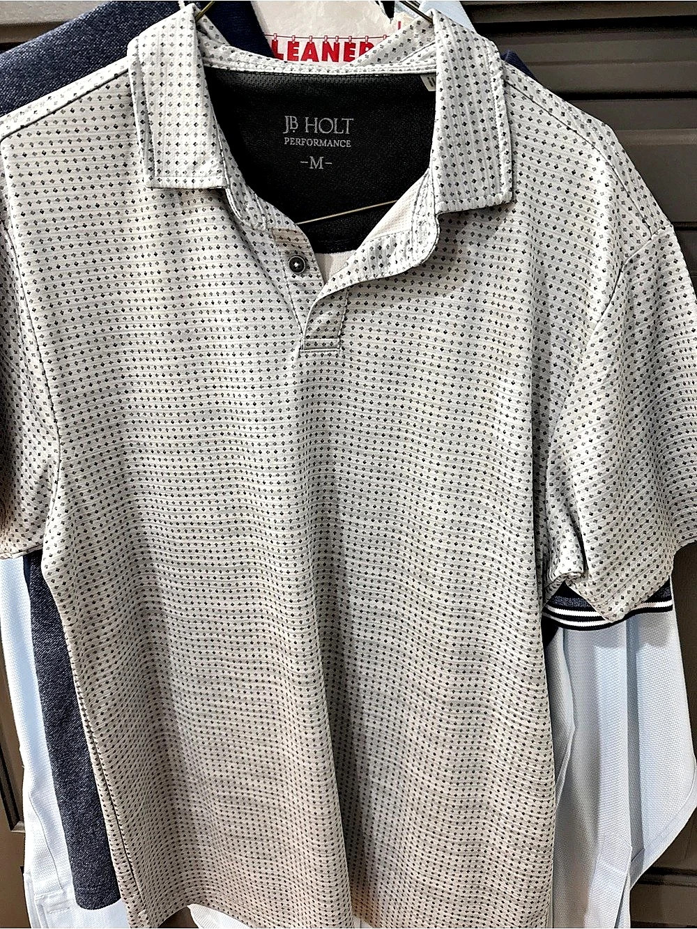 JB Holt Performance Polo in White & Gray Size Medium Like New